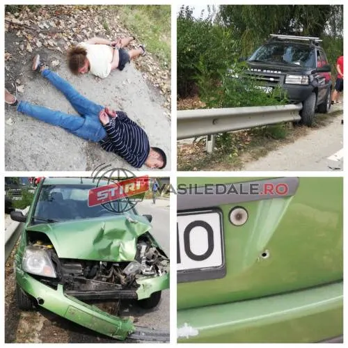 Urmărire ca în filmele de acţiune! Focuri de armă şi maşini distruse după ce un tânăr de 18 ani nu a oprit la semnalele poliţiştilor (VIDEO)