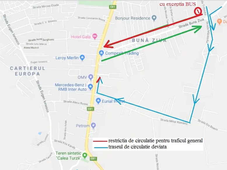 Trafic deviat pe Bună Ziua din cauza lucrărilor. Vezi harta devierii