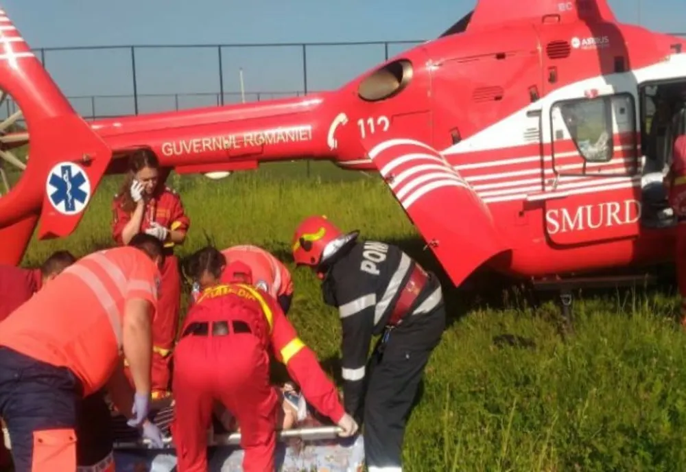 Clujean accidentat grav în Sângeorz-Băi, dus de urgență la Tâgu Mureș, cu elicopterul SMURD 