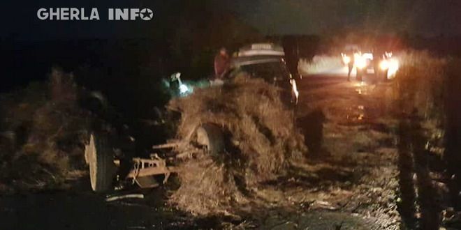 FOTO | Căruţă lovită violent de o maşină! Bărbatul din atelaj, dar şi calul au murit