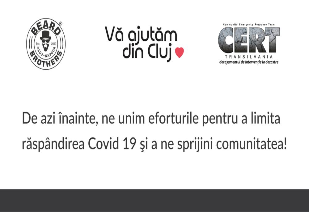 Beard Brothers, Vă ajutăm din Cluj și CERT Transilvania își unesc eforturile pentru a limita răspândirea Covid-19