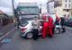 FOTO | Maşină lovită de un autotren la intrare în Cluj-Napoca! O femeie a fost rănită